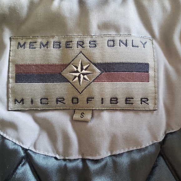 Members Only Microfiber Jacket Coat Men Size S Olive Green Pocket Leather Collar - Picture 3 of 9